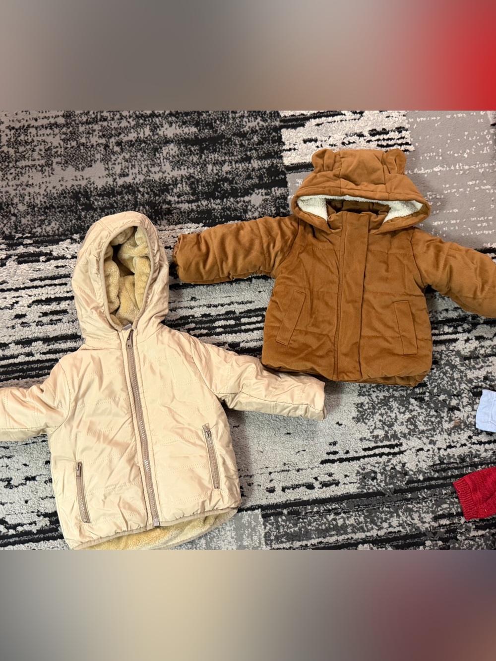 Kids Cream Hooded Puffer Jacket - Soft Lined Winter Coat